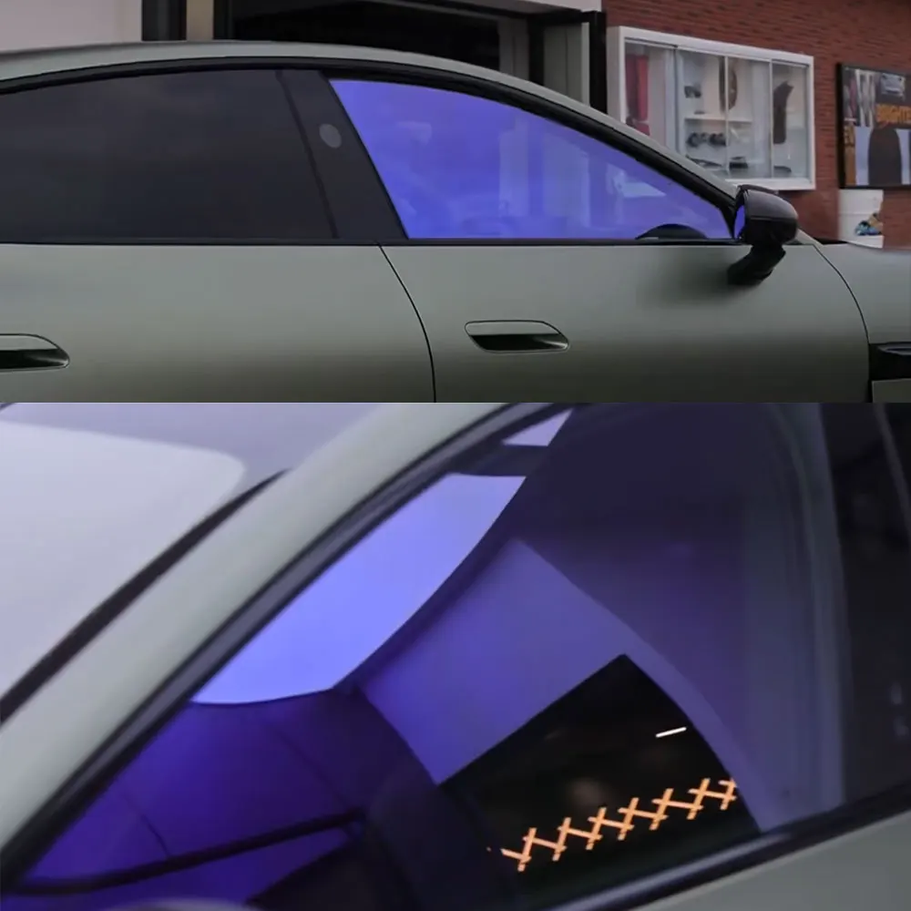 VLT80 % Blau Lila Chamäleon Seite Windschutzscheibe Solar Tönung Selbstklebende Glas Sonnenschutz Film Auto Folien Sonnenschein Schutz Aufkleber – Detail 5