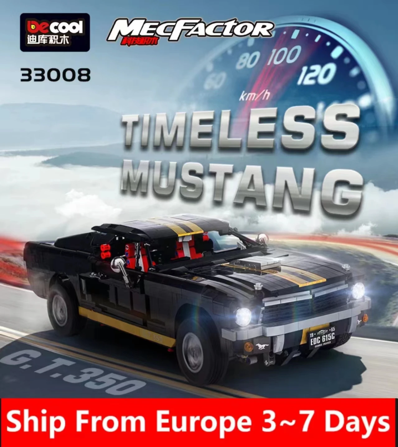 Ford Mustang sports car building blocks decool 33008 Puzzle Assembly Racing Table Decoration Christmas Gifts For Adults MOC