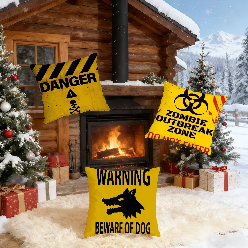 Danger Warning Sign cushion cover Home Bedding Sofa living Room pillowcase Simple Soft Skin Cushion Cover Party Gift