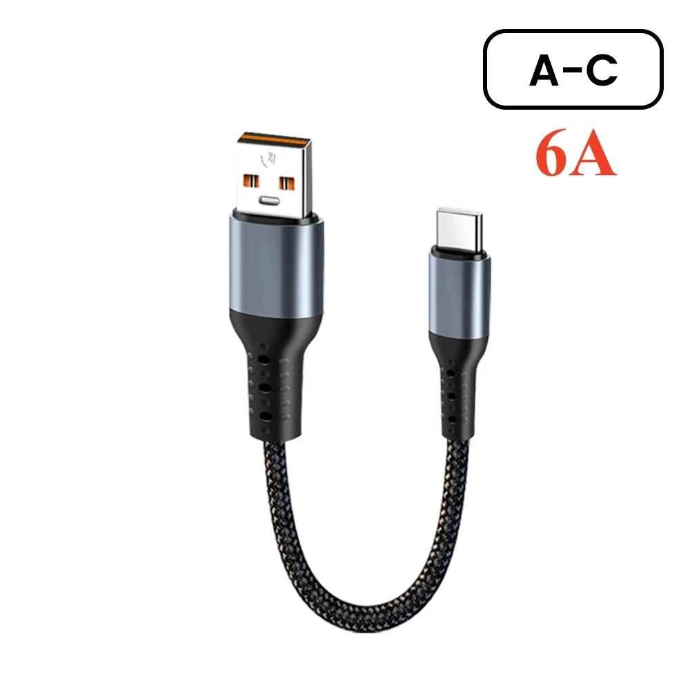 Crouch 90 graden korte kabel USB Type C naar Type C 6A 66W snel opladen 25CM 50CM Power Bank USB C-kabel voor iPhone Huawei Xiaomi