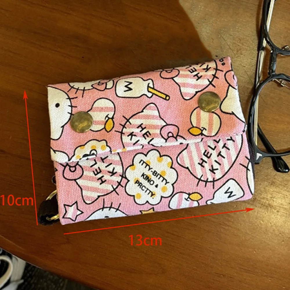 Hellokitty мультфильм тройной холст кошелек Sanrio Kawaii аниме держатель для карт кошелек фотоальбом подвесной брелок для карт Cilp Pack подарок