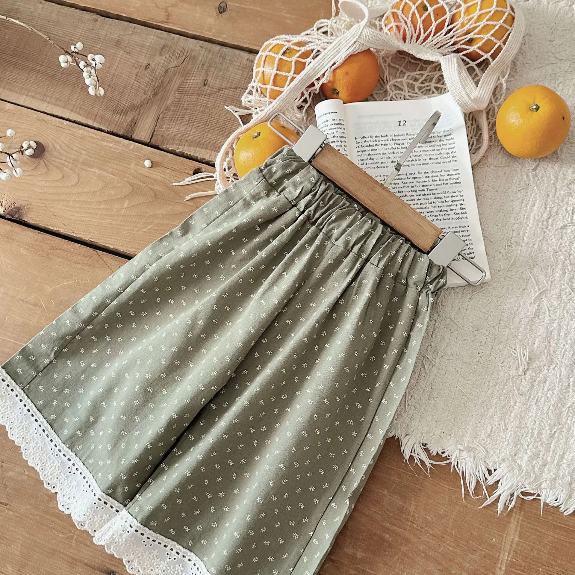 Baby Clothes Lace Sweet Wide Leg Pants 2024 Spring and Autumn Korean Style Baby Girls Fashion Simple Loose Casual Pants