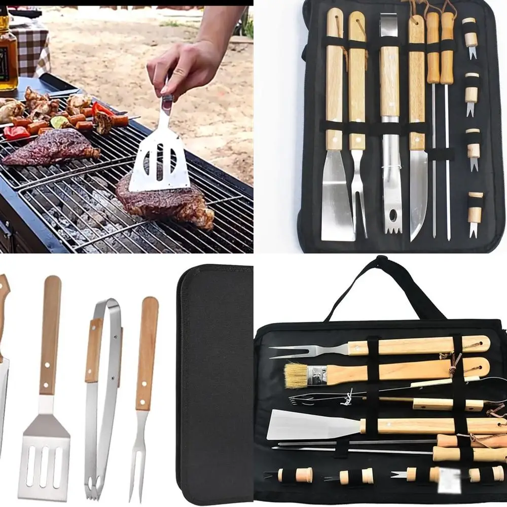 

Stainless Steel Barbecue Tool Set Outdoor Barbecue Clip Brush Fork Shovel BBQ Combination