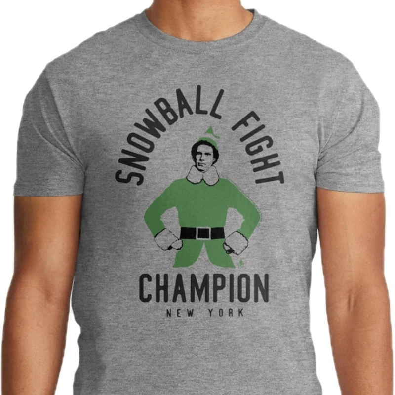 Ripple Junction Elf Movie Men’s Christmas Buddy Snowball Fight Champion Funny Holiday Shirt High Quality Fashion Print T-Shirt