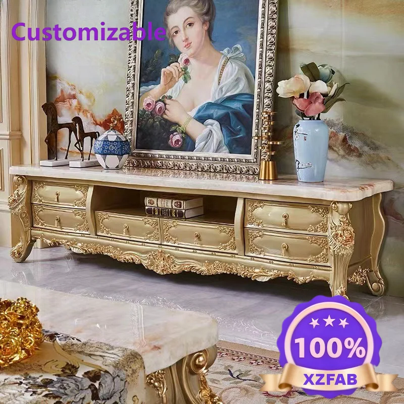 Factory Direct 2026 Luxury European TV Cabinet, American Luxury Villa Living Room Coffee Table Floor Cabinet Combination Large A