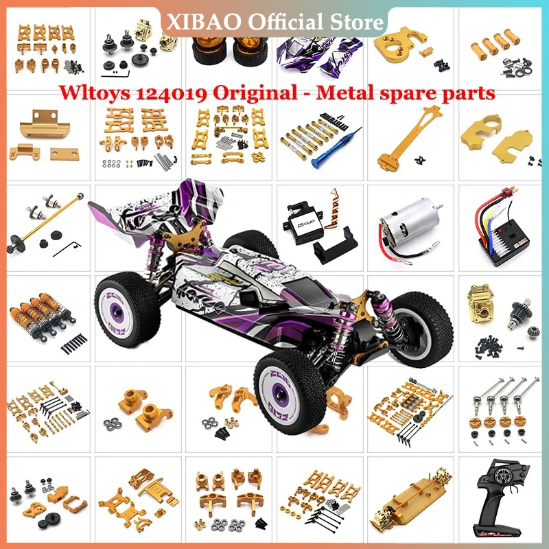 Wltoys-Kit de mise à niveau de carrosserie grasse de voiture RC avec support antichoc, attelle centrale, aile arrière, pièces d'accessoires, 124019, 124017, 124007, 1/12