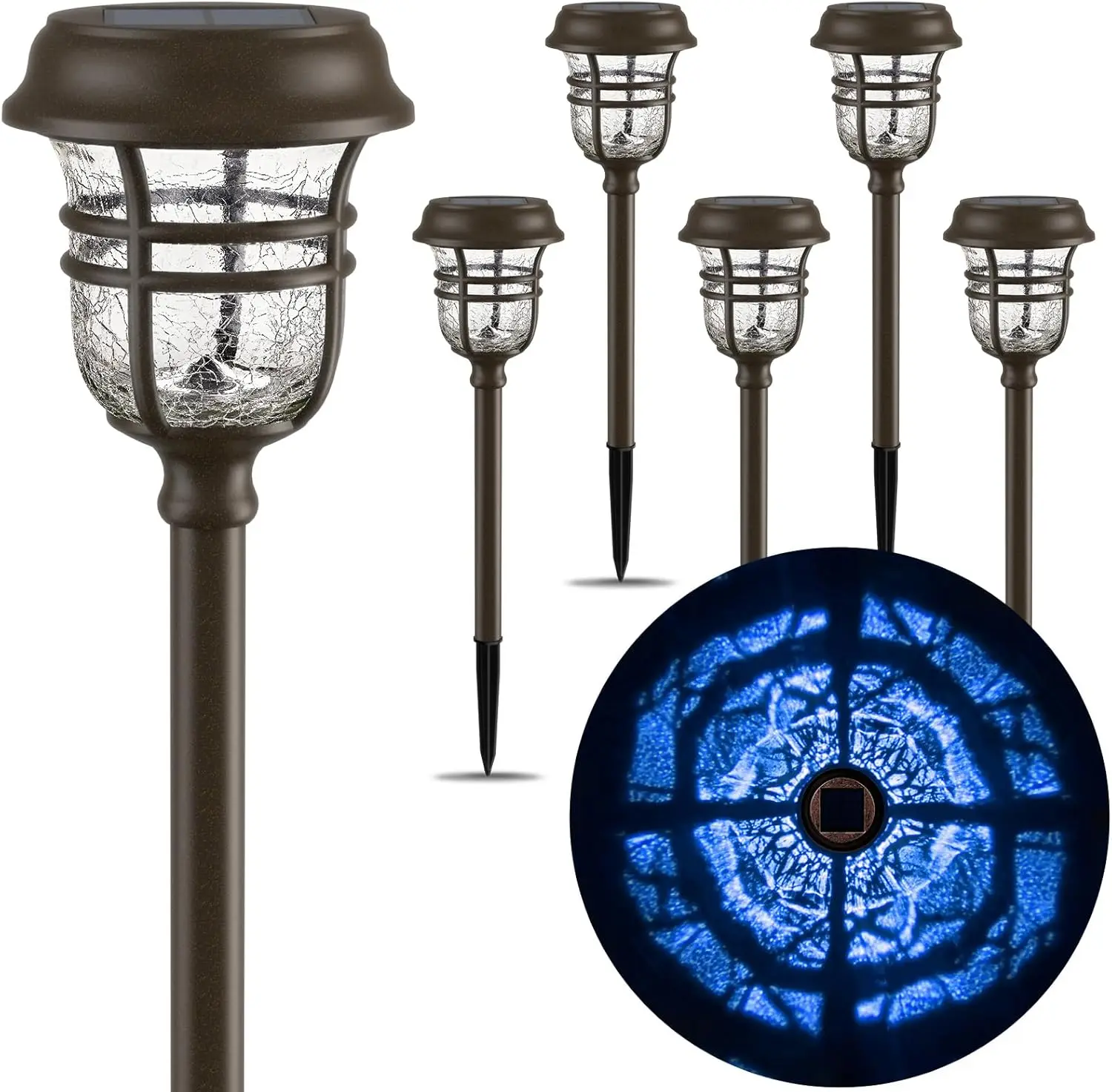 Xmcosy+ Solar Outdoor Lights, ‎2 Modes 7 Colors Changing Led Garden Lights, Pathway Lights Ip65 Waterproof, Solar Powered