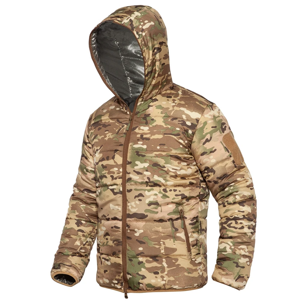 

Зимнее пальто с капюшоном, мужские камуфляжные тактические куртки, уличная легкая термоотражающая ветровка с капюшоном, мужская одежда