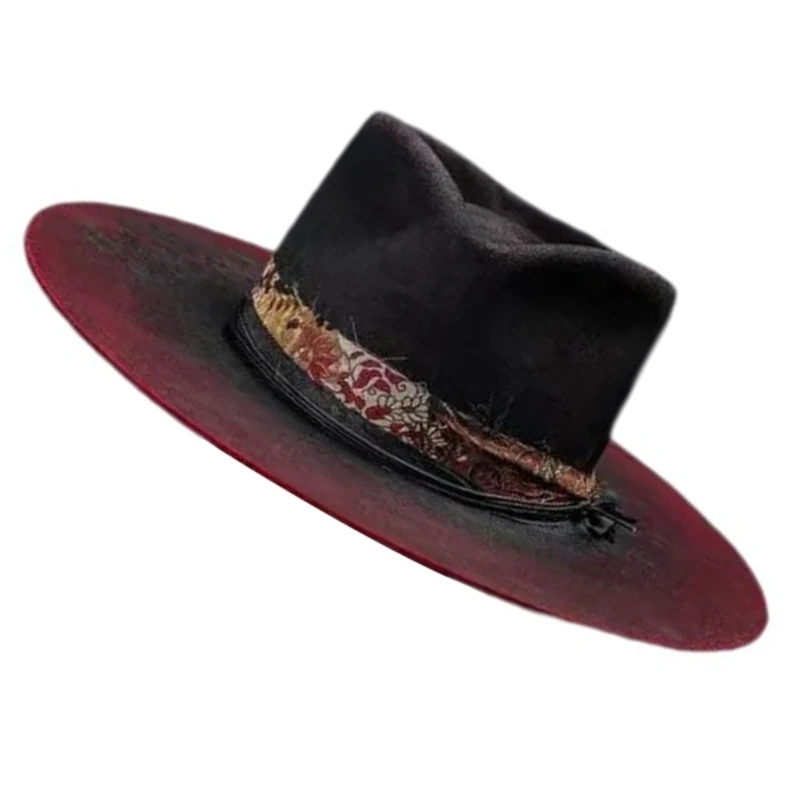 

Distressed Western Hat Cosplay Costume Hat Stage Show Props Hat Halloween Costume Woven Belt Hat Halloween Party Supply