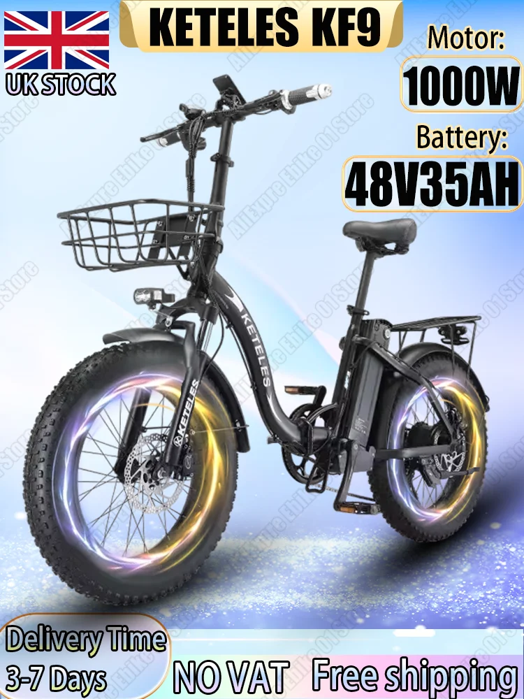 AliExpress E-bike KETELES KF9 1000W Motor 35AH Removable Battery Folding Electric Bicycle  20*4.0 Inch Fat Tire Snow Mountain Electric Bike