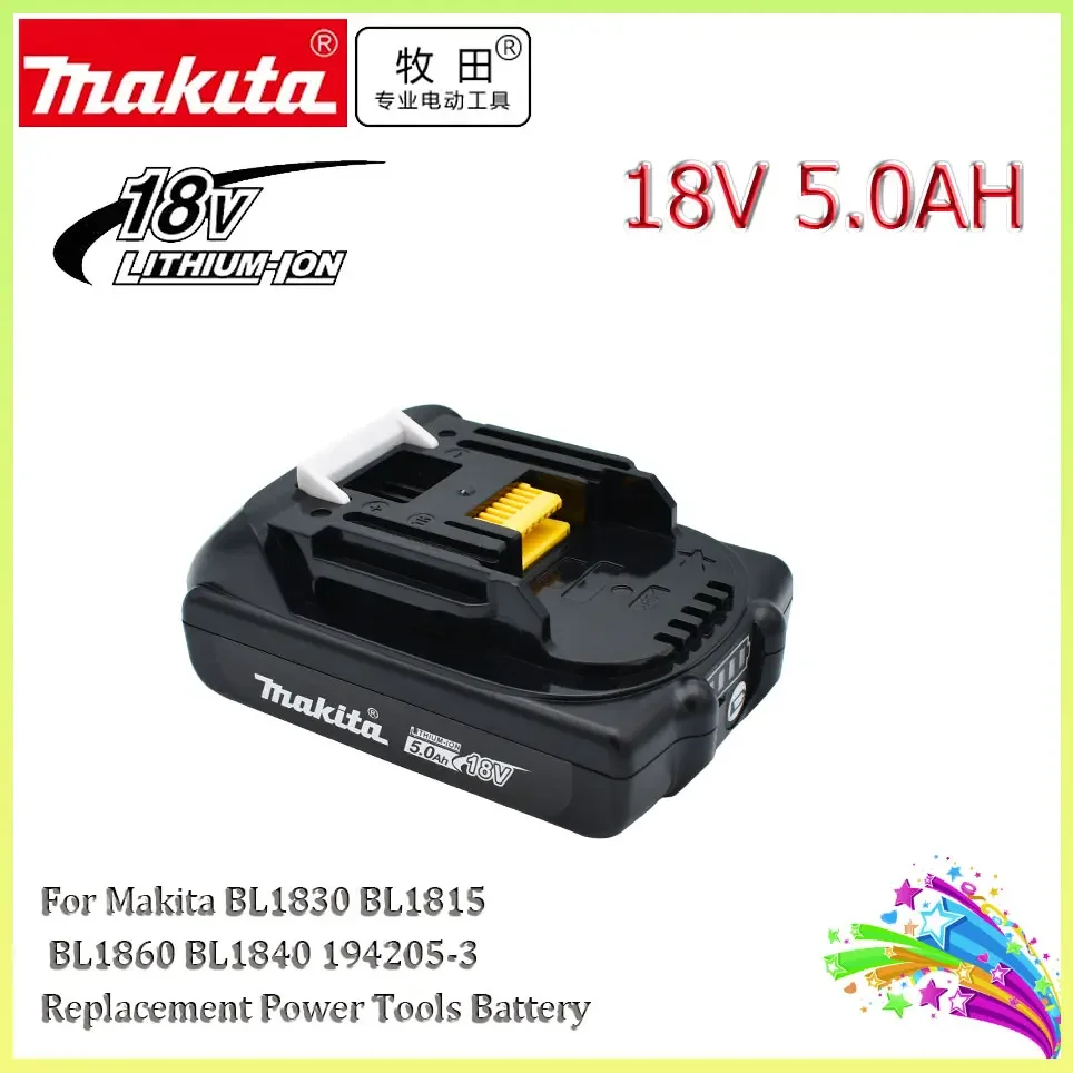 

Makita Rechargeable 18V 5.0Ah Li-Ion Battery For Makita BL1830 BL1815 BL1860 BL1840 194205-3 Replacement Power Tools Battery