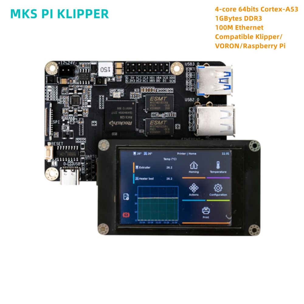 MKS PI v1.1 board KLIPPER controller Quad-core 64bits SOC onboard KlipperScreen for Voron compatible Raspberry Pi RasPi RPI