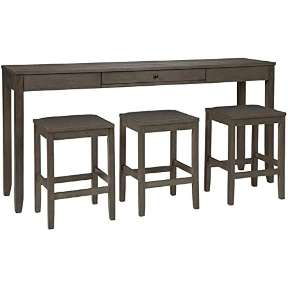 

Rokane Urban Farmhouse Counter Height Dining Room Table Set with 3 Bar Stools, Brown