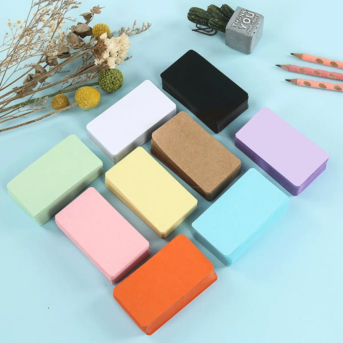 100Pcs Colorful Blank Kraft Paper Rounded Corners Glitter Gift DIY Index Cards (3.54 inches x 1.97 inches) Suitable for Studying