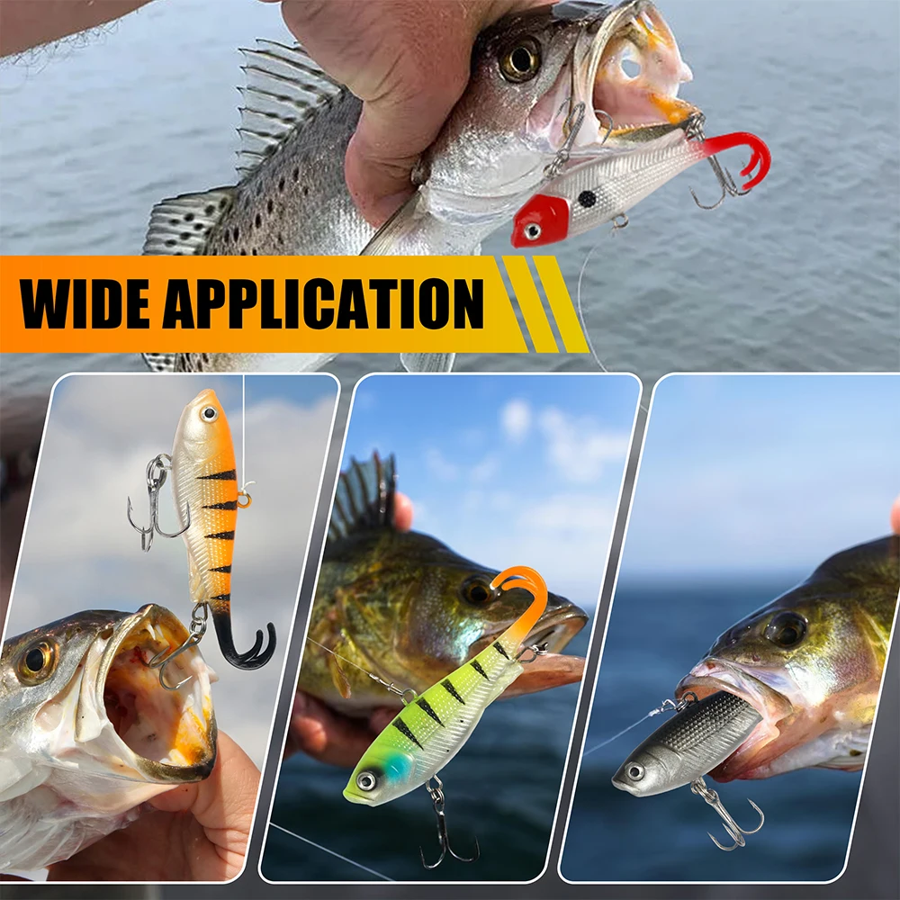10Pcs/5Pcs Soft Fishing Lures Kit Pre-Rigged Jig Head Fork Tail Plastic Swimbaits with Treble Hooks for Bass Trout Walleye image 6