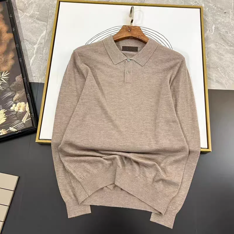 

Italian Sle Men's irt Wool Blend Cotton Long Sve Casual Busin Simple Design Autumn Winter Faion