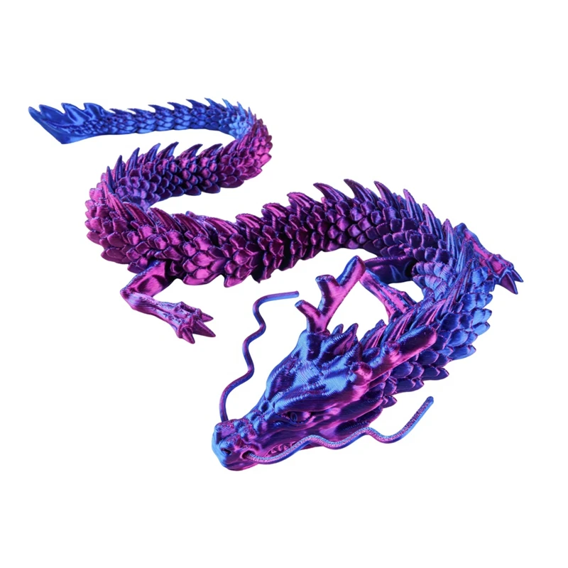 60Cm Chinese Dragon Ornaments 3D Printed Articulated Dragon For Fish Tank Landscaping,F