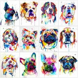 HUACAN DIY Painting By Numbers Dog Colorful On Canvas Wall Art Picture By Numbers Animal Acrylic Home Decoration