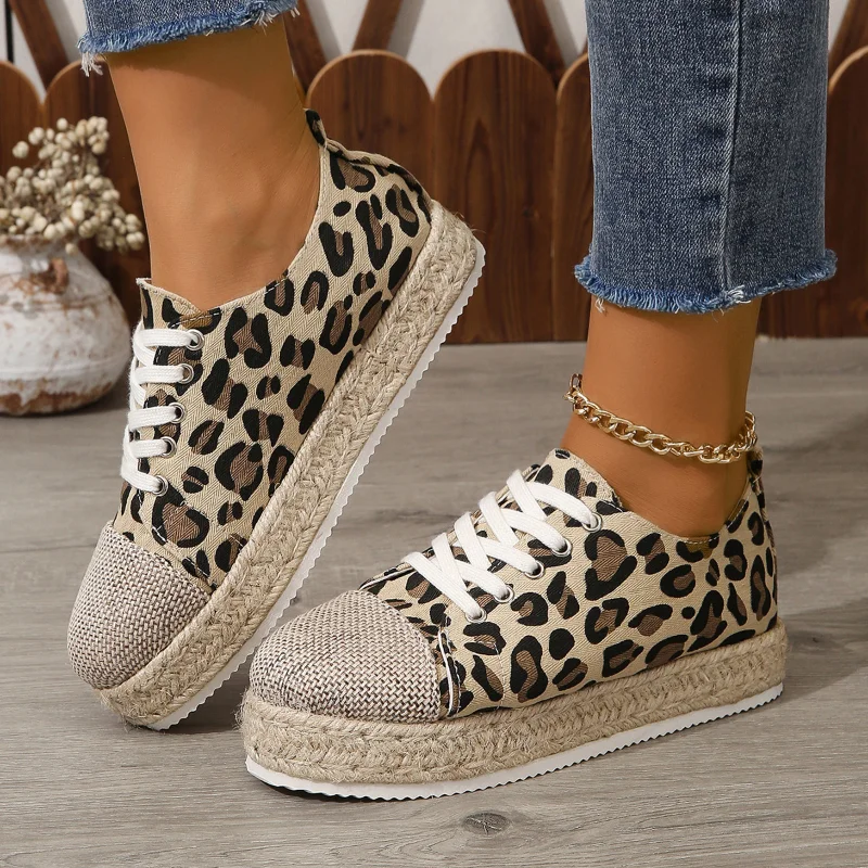 2023 Fashion Women Printed Canvas Shoes Casual Female Anti-Slip Vulcanize Platform Sneakers Ladies Summer Platform Walking Flats