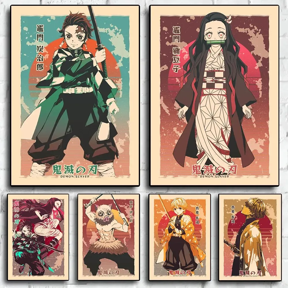 Anime Demon Slayer Wall Posters Kimetsu No Yaiba Canvas Art  Manga Inspired Wall Decor Picture Decoration for Kawaii Room