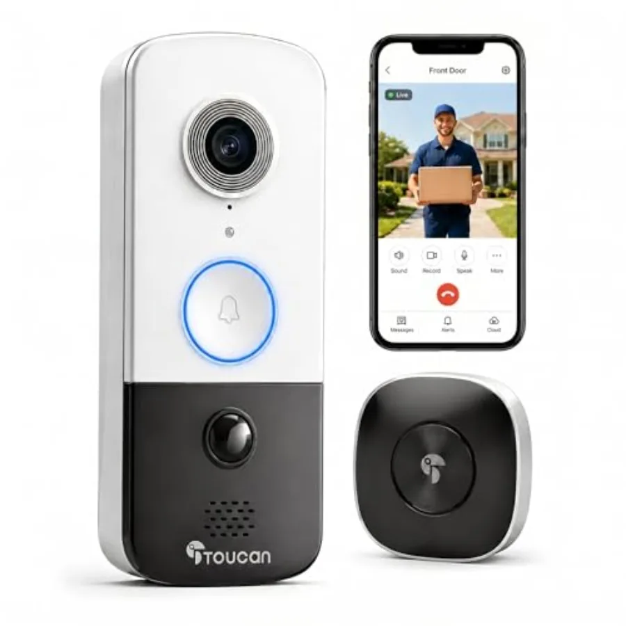 

Video doorbell camera for indoor outdoor surveillance: metal housing, black finish, 2-way talk, night vision, PIR motion detect