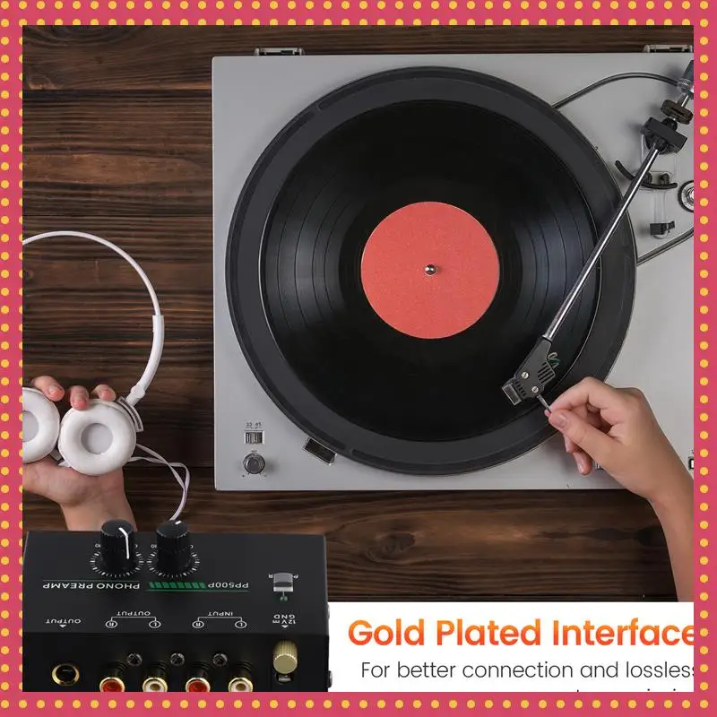 B74A Phono Turntable Preamp, Phonograph Preamplifier dengan Input R C A, Output RCA/TRS, untuk Pemutar Rekaman Meja Putar