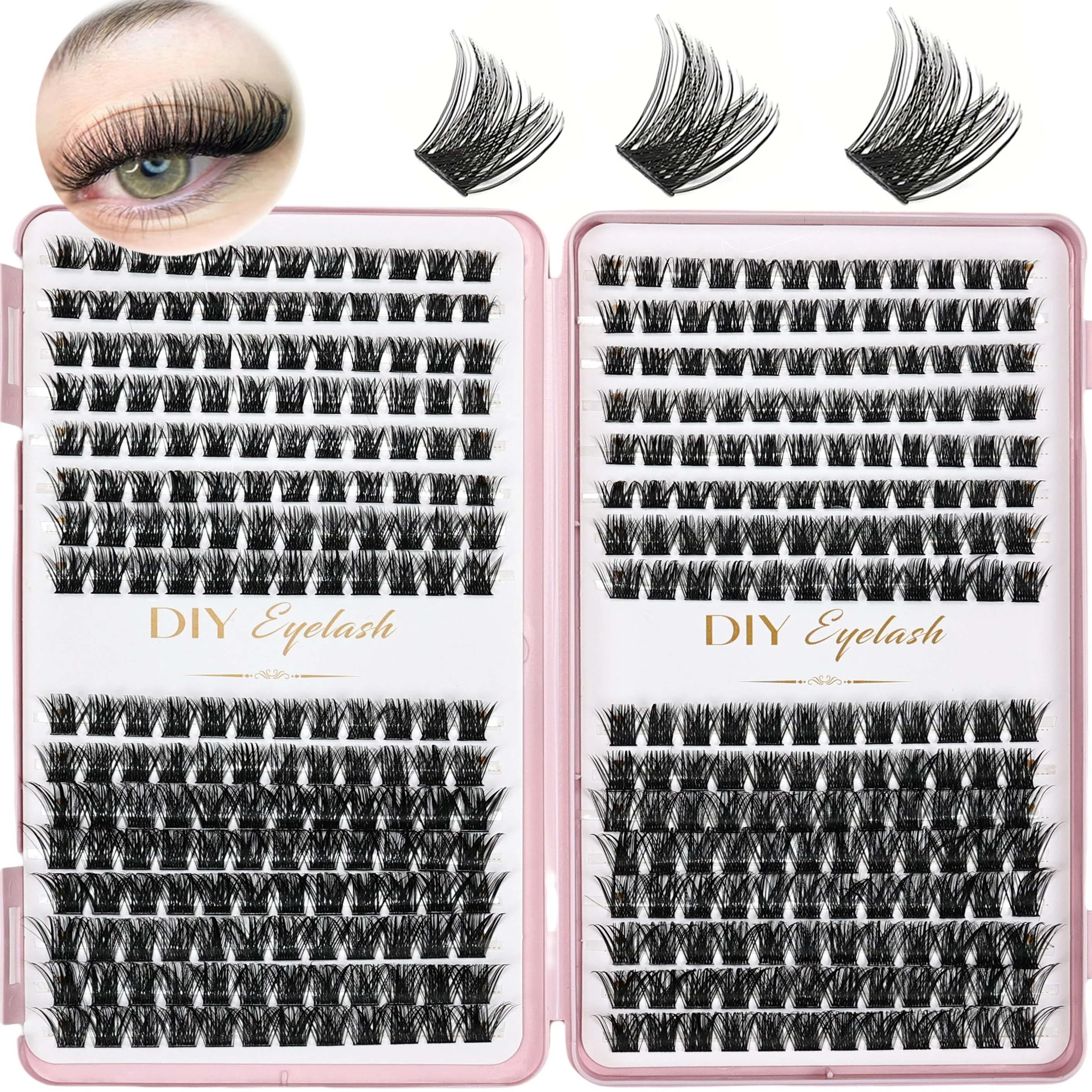 384 adet bireysel kirpik kümeleri DIY kirpik uzatma kitabı, D kıvırmak kirpik kümeleri evde kirpik uzatma