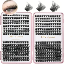 384PCS Individual Lashes Clusters DIY Lash Extensions Book, D Curl Lash Clusters Eyelash Extension at Home