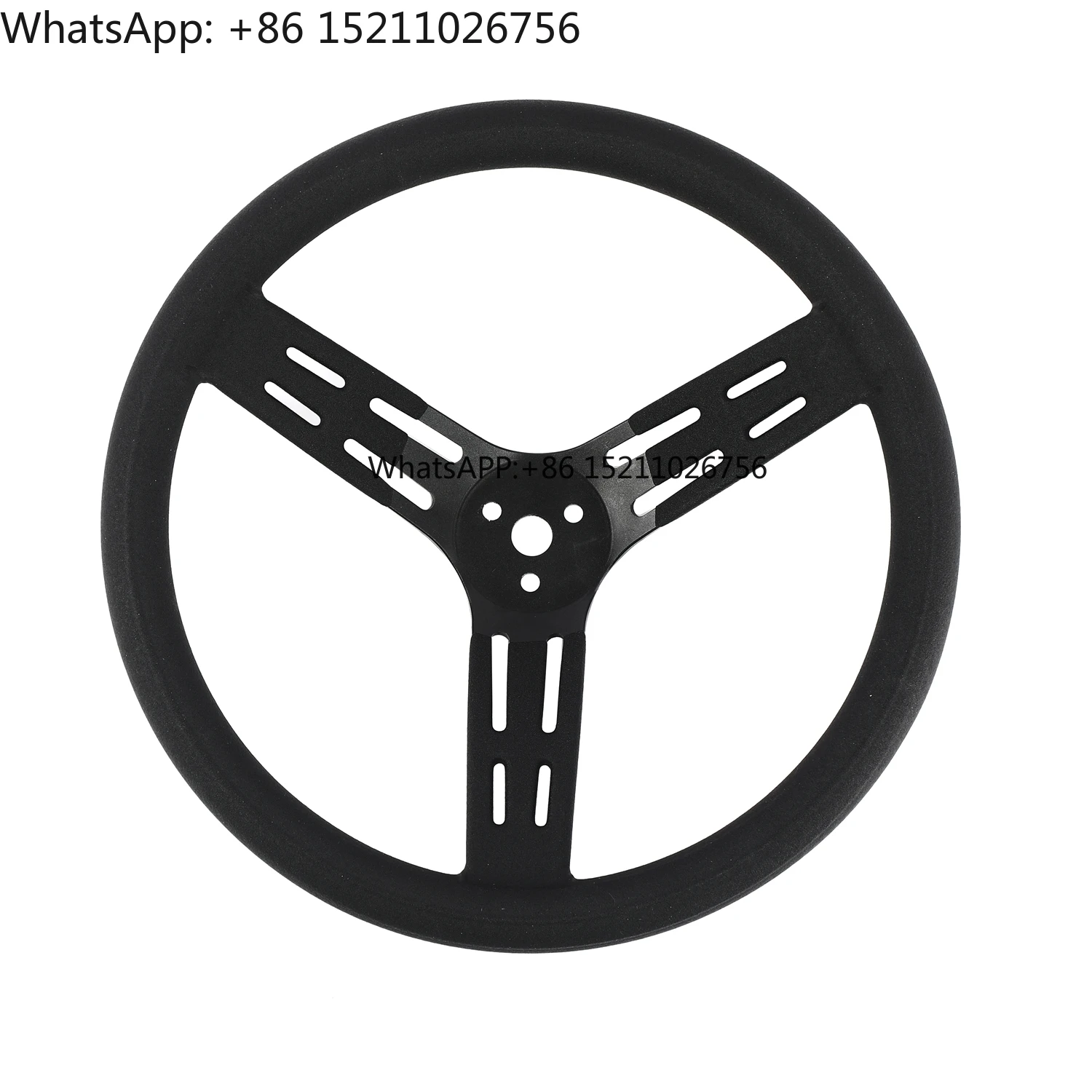 

Aluminum Auto Racing Car 3 Bolts 15Inch Dished Thick Grip Drifting Steering Wheel Black Spokes