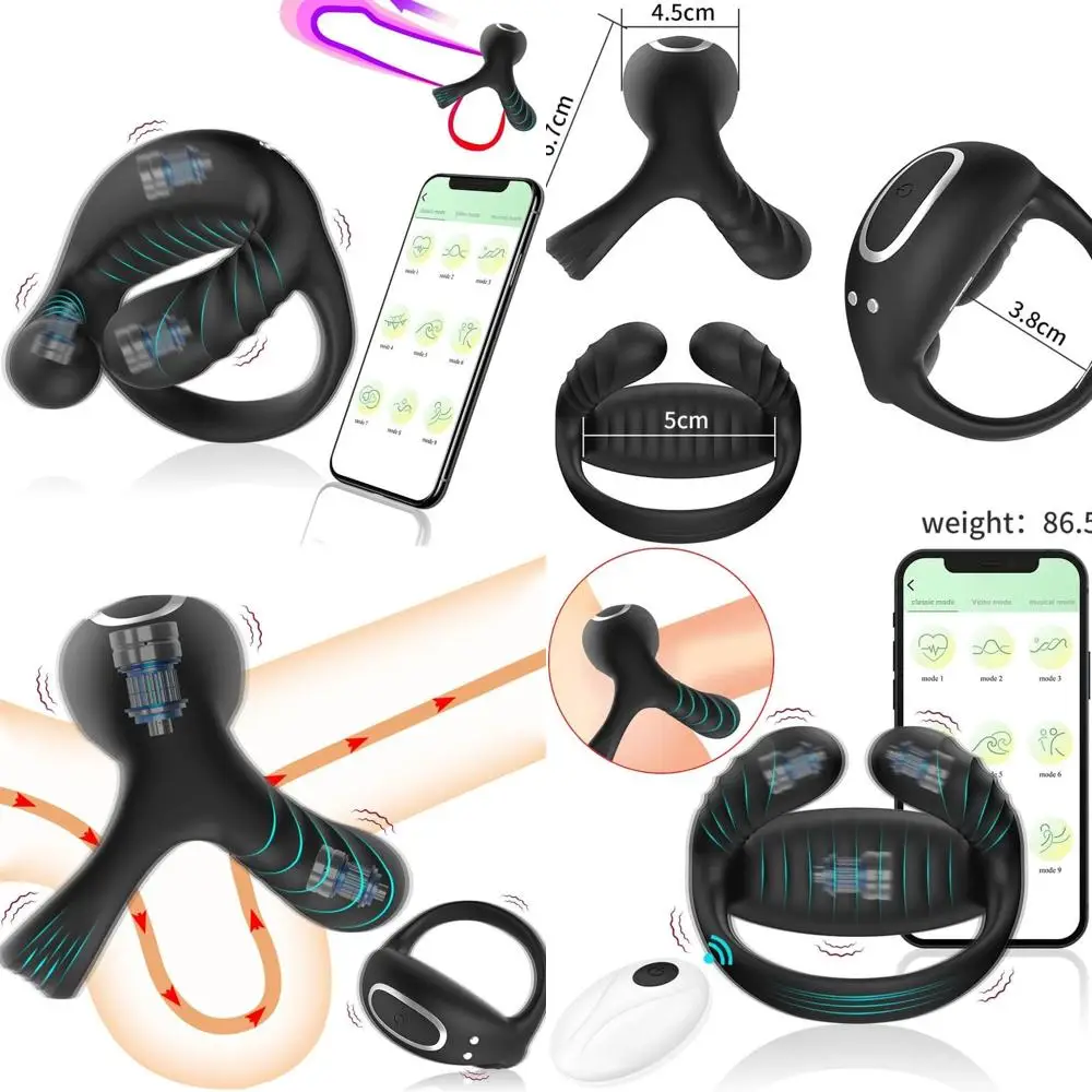 تهتز خاتم الديك متعة القضيب الدائري هزاز مع 9 طرق الاهتزاز سيليكون القضيب المكبر هزاز الجنس لعب الكبار والألعاب