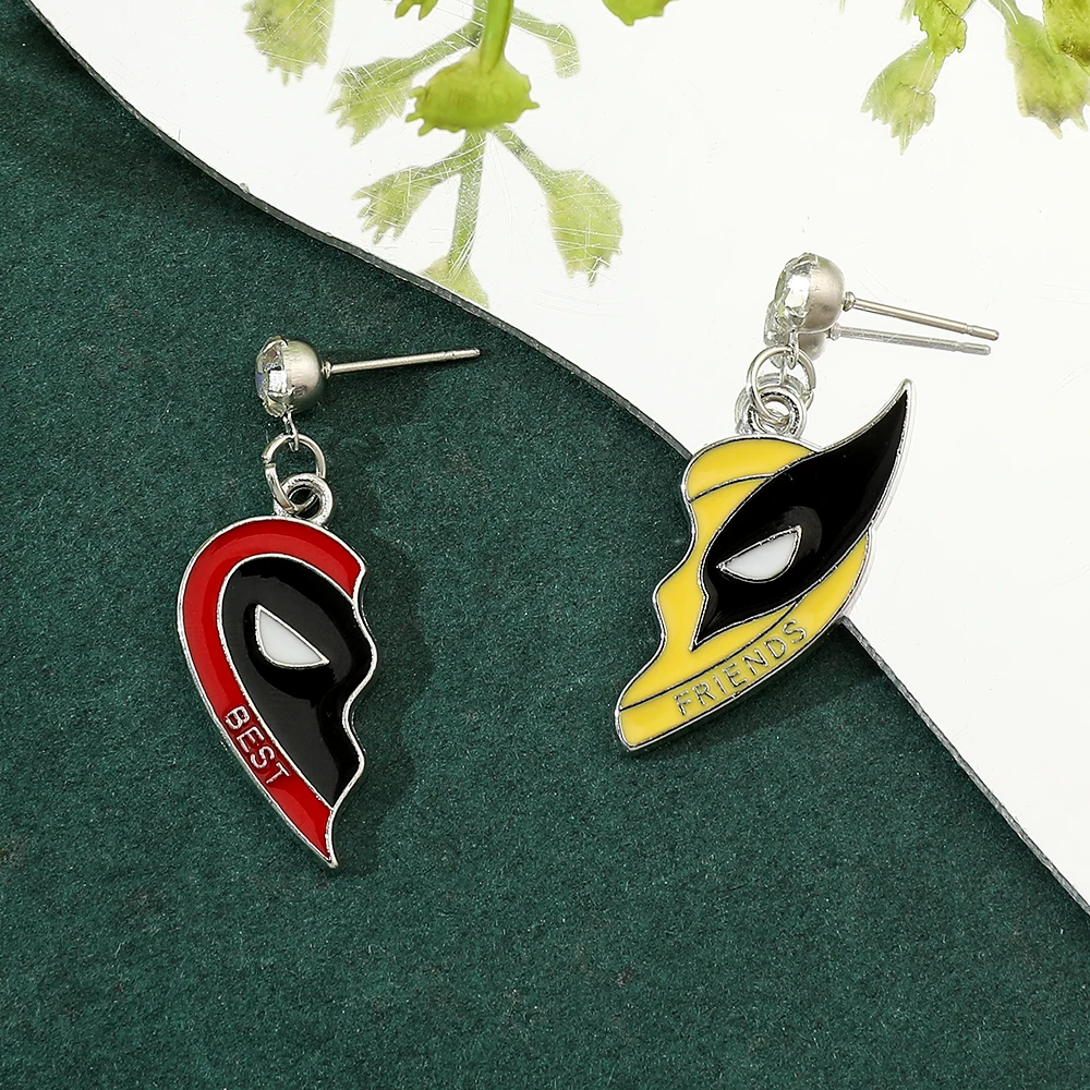 Pendientes de Marvel Deadpool y Lobezno, mejores amigos, hombres y mujeres, regalo de joyería de Cosplay, 1 par