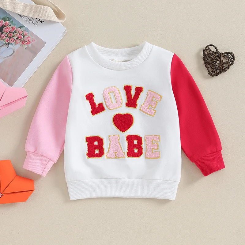 

2023-10-06 Lioraitiin 0-3Y Newborn Baby Girls Sweatshirt Long Sleeve Tops Letter Embroidery Print Pullover Infant Winter Clothes