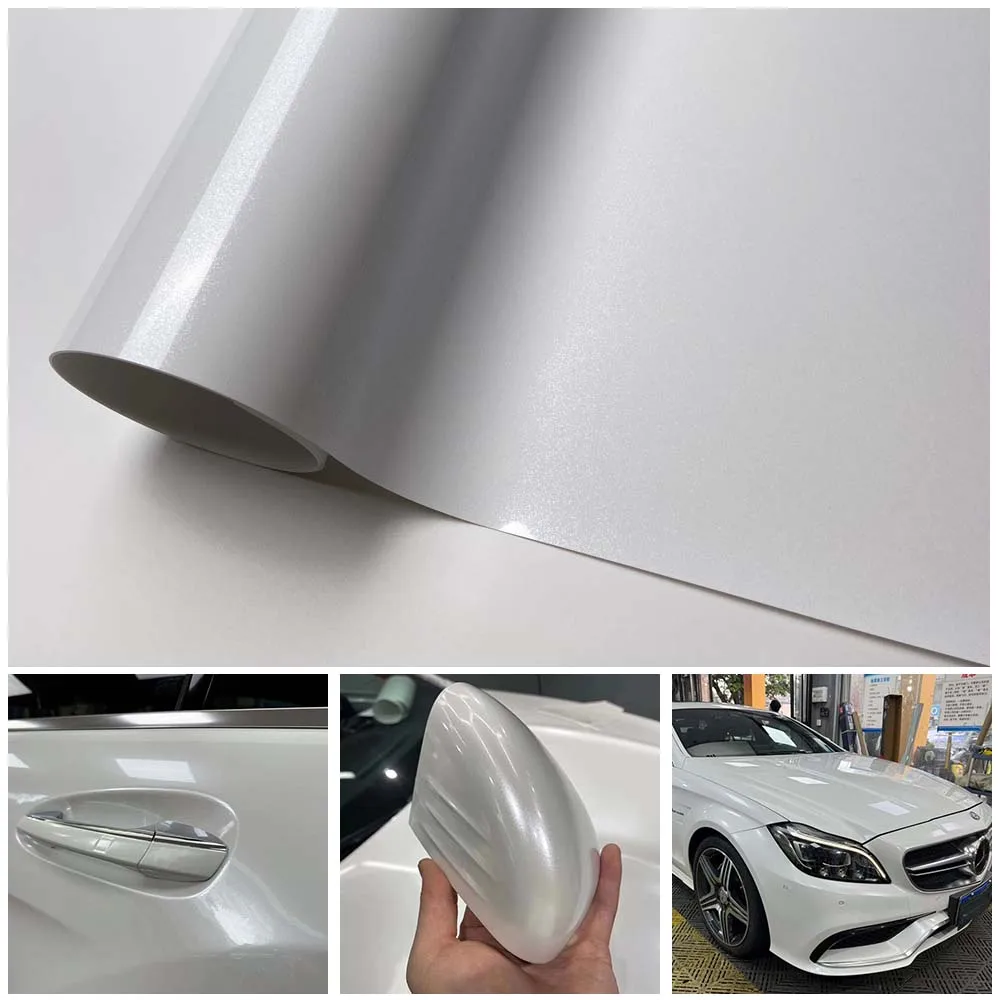 

Vehicle Foil Air Free Gloss Vinyl Film Waterproof Sparkle Glossy Metallic White Sticker for Auto Motorcycle Tuning Accessories