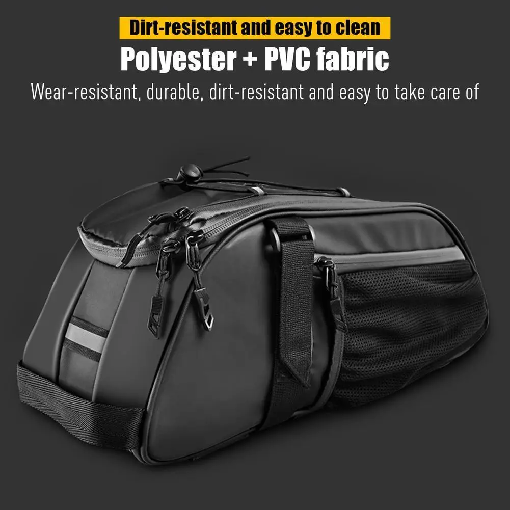 1PC Bicycle Pannier Rack Bag Waterproof Reflective Multi-functional Bike Bags Multiple Compartments Shoulder Bag For Travel