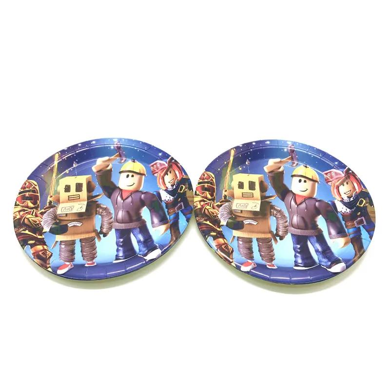 Ensemble de fournitures de fête d'anniversaire Roblox pour enfants, robot chaud, assiettes en papier Roblox, ballons standardisés, poulet britannique, décor de fête préChristophe