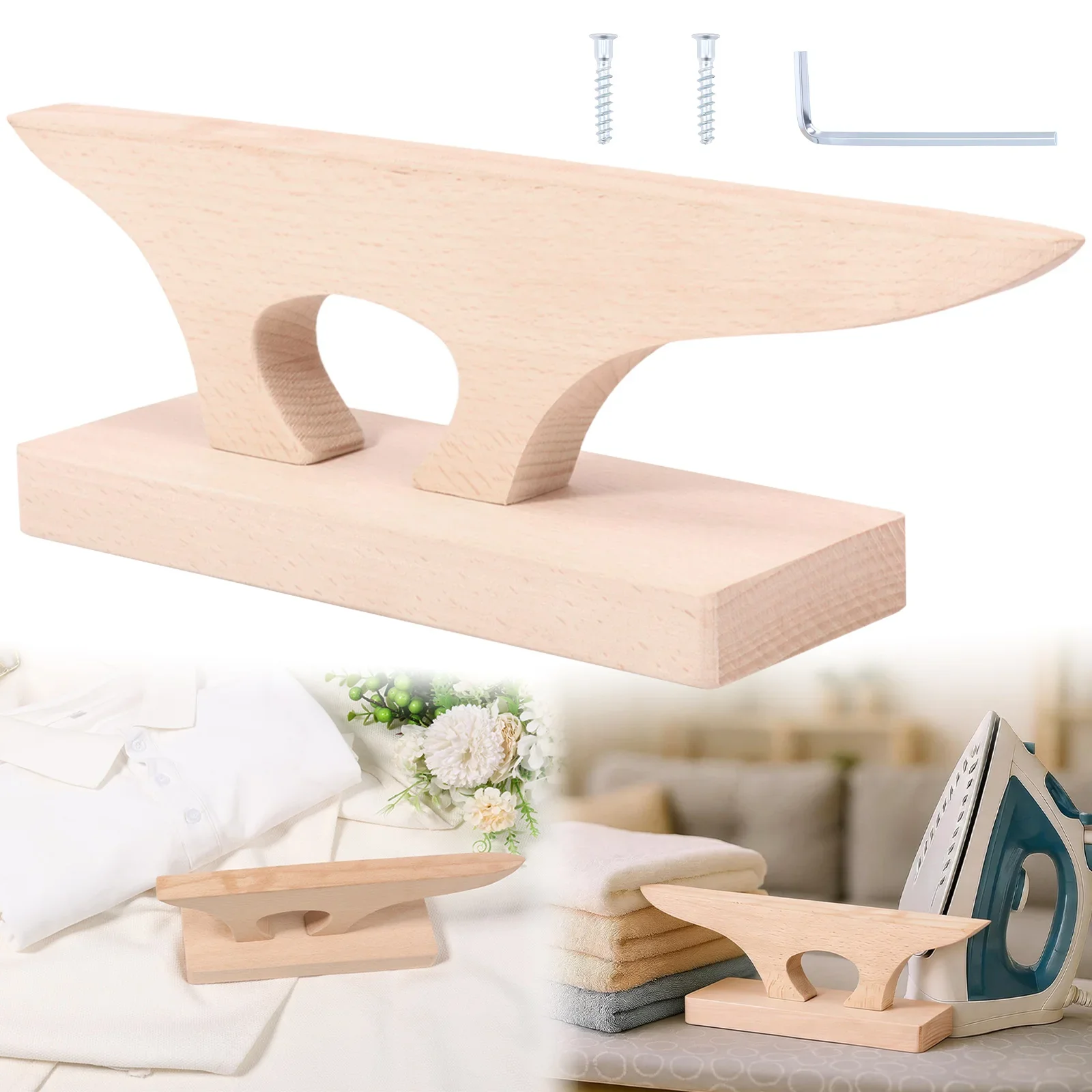 2 In 1 Tailor Point Press Clapper Dual Function Beech Wood Tailor Point Presser and Pounding Block for Fabric Seam and Corner