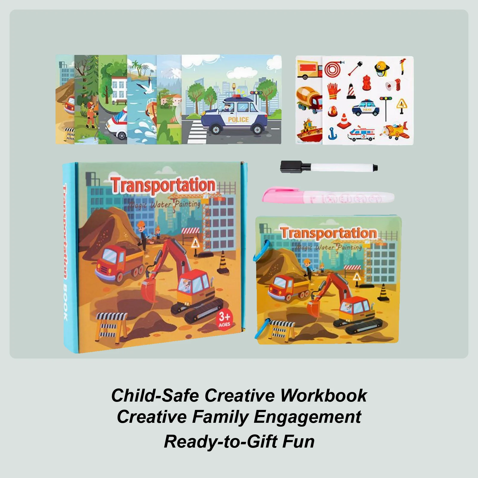 Livre d'aquarelle réutilisable, jouet d'activité, livre de peinture à l'aquarelle pour famille, enfant, Parent, garçon, fille, maison, école, salle de classe
