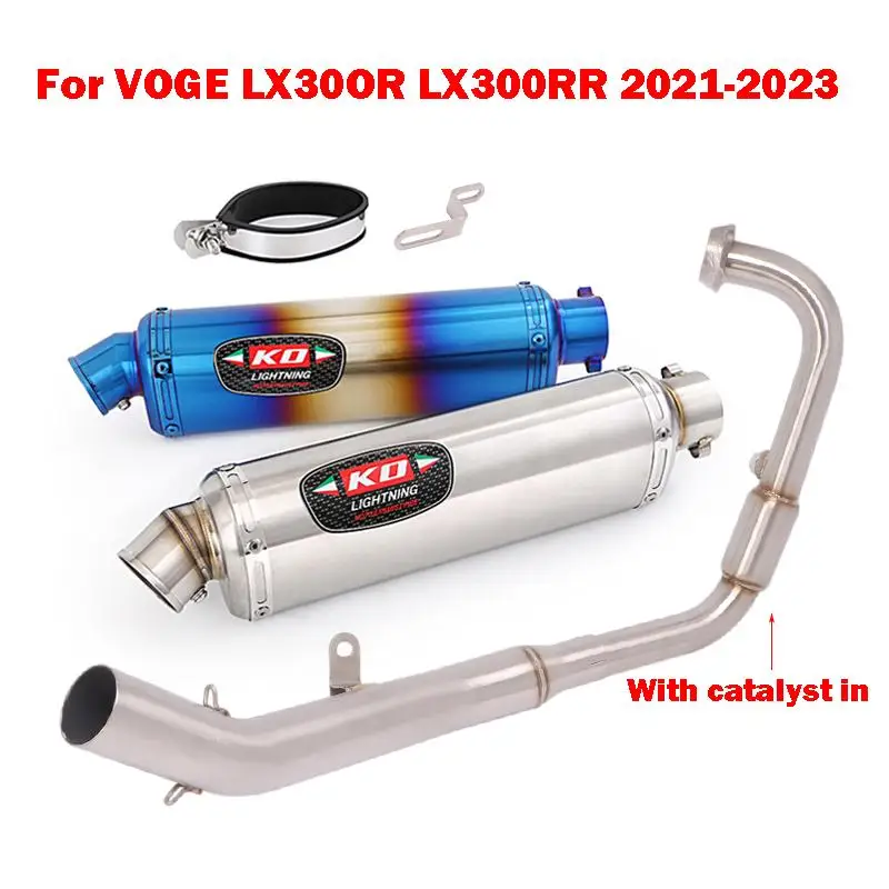 

For VOGE LX30OR LX300RR 2021-2023 Full Exhaust System Header Link Pipe Slip On 310/370/440mm Muffler Escape Stainless Steel