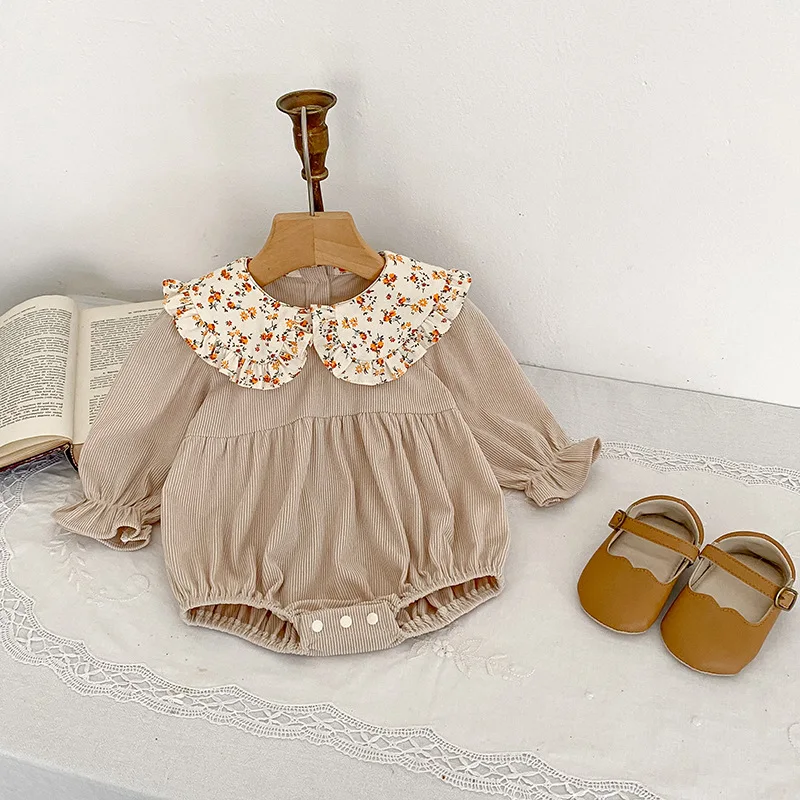 

Girls' Dress Spring New Floral Collar Dress Newborn Romper Infant Jumpsuit Children's Sister Outfit
