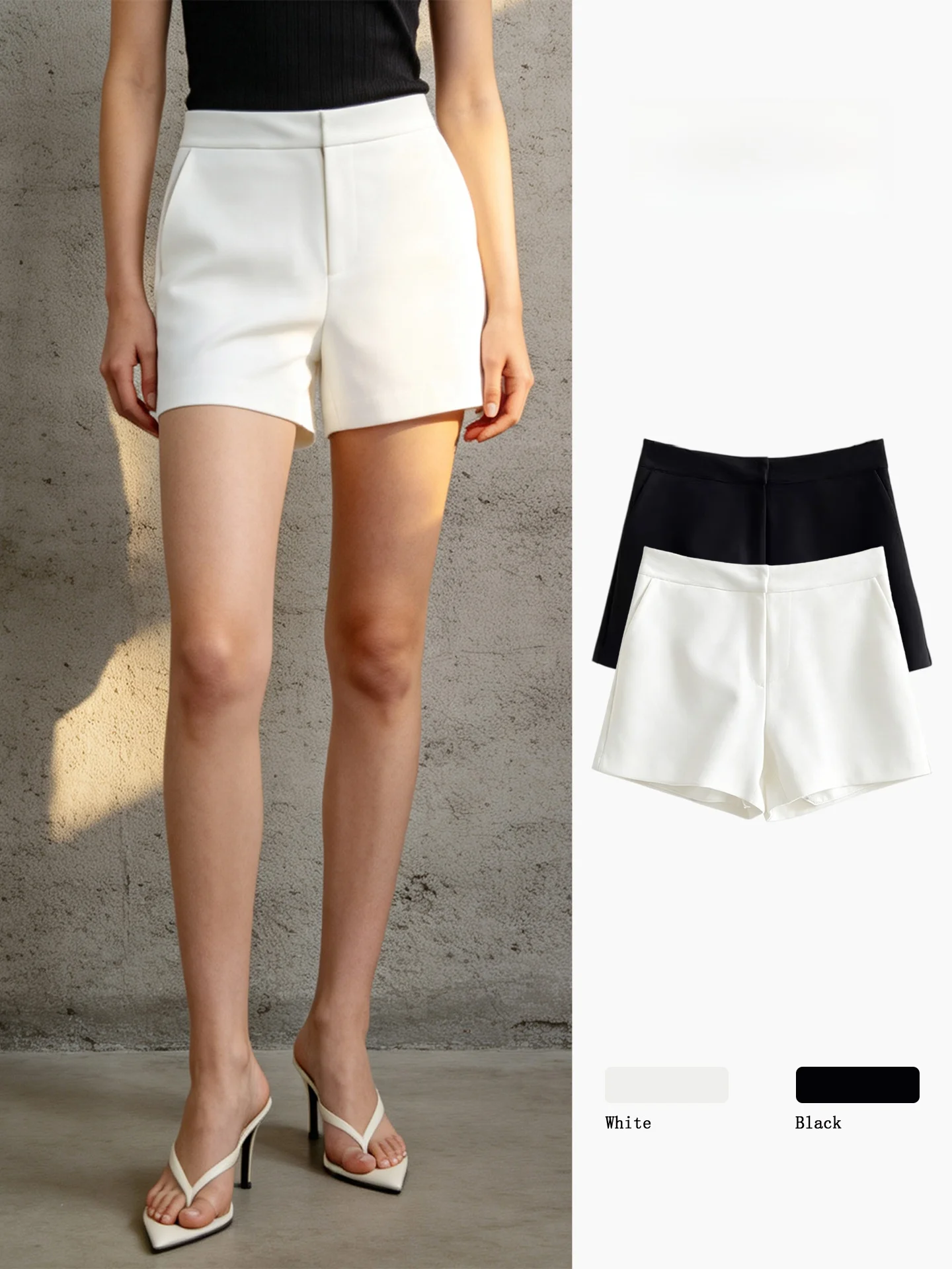 High Waist Casual Pants Women's Summer Suit Fabric A-Line Commuter Shorts Versatile High Waist Straight Leg Pants for Ladies