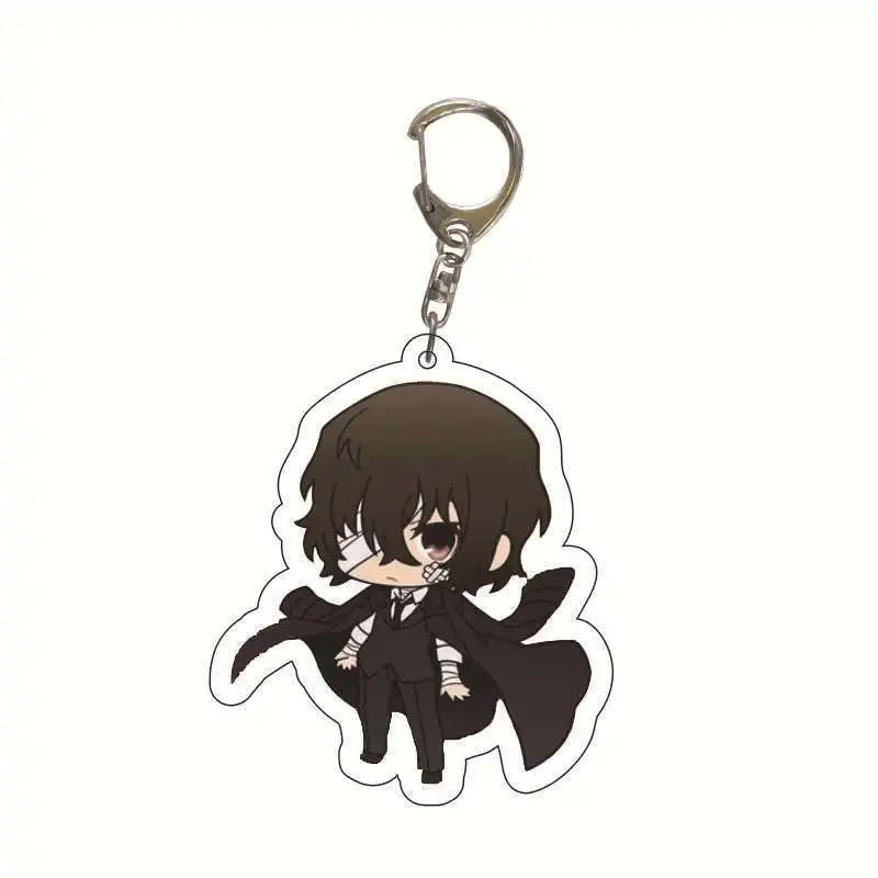 Anime Bungou Stray Dogs Keychain Osamu Atsushi Nakajima Dazai Nakahara Sensibility Cosplay Acrylic Key Ring Chain Pendant