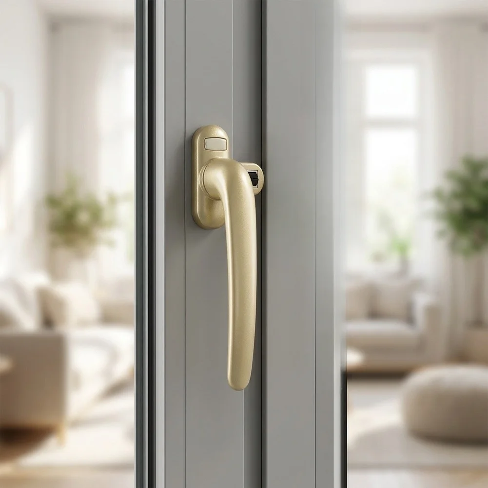 Gold Aluminum Thermal Break Window Handle With Ball Bearings Smooth Operation For Screen Door Replacement Hardware 2pcs