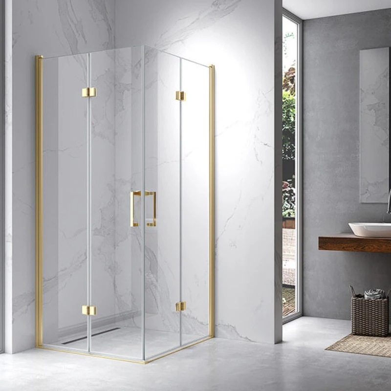 Manufacturer wholesale bathroom tempered glass gold sliding door shower partition sliding door