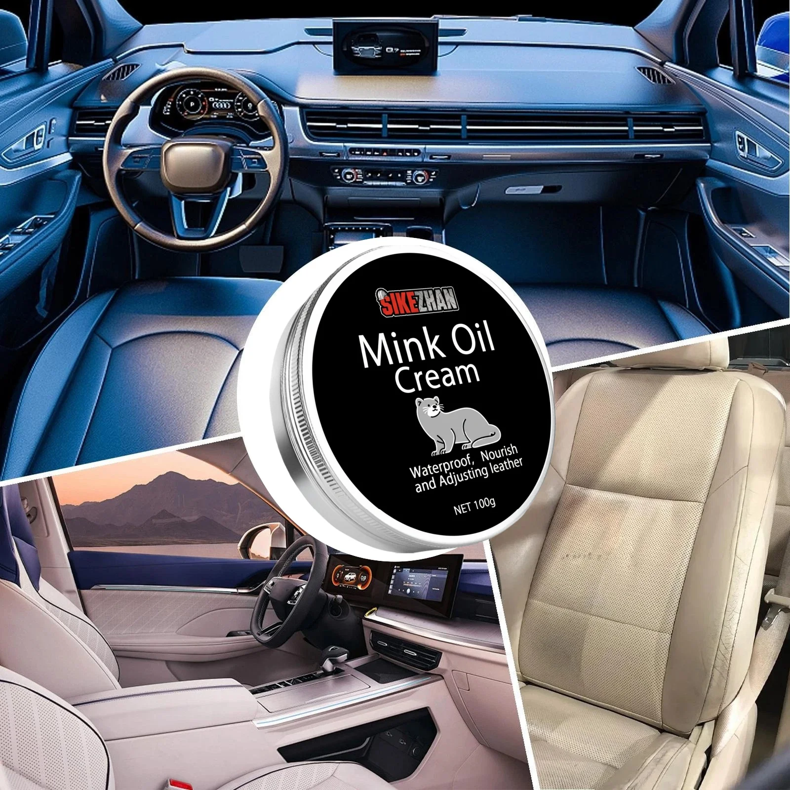 Professional Leather Care Cream  Leather Conditioner Balm for Car Seats & Interior Clear, Odorless & Non-Greasy
