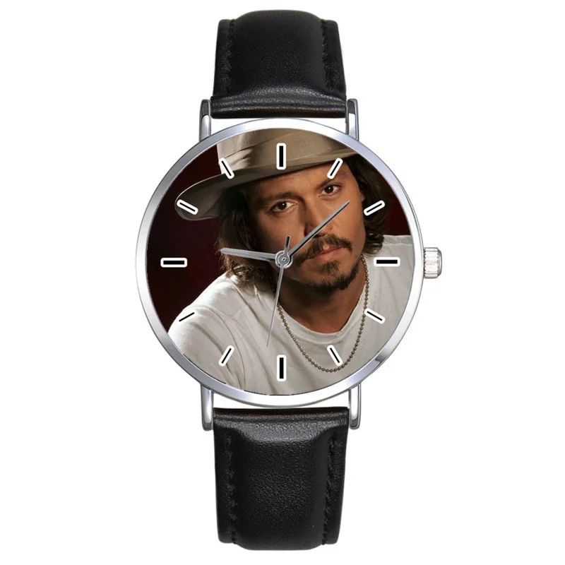 

New Johnny Depp Watch TV Jack Captain Leather Strap Fan Gift Quartz Wristwatch