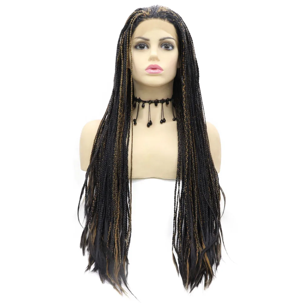 

Synthetic Lace Front Wigs Long Braid Hairstyle 24 Inches Heat Resistant Fiber Hairs Regular Wig For Women