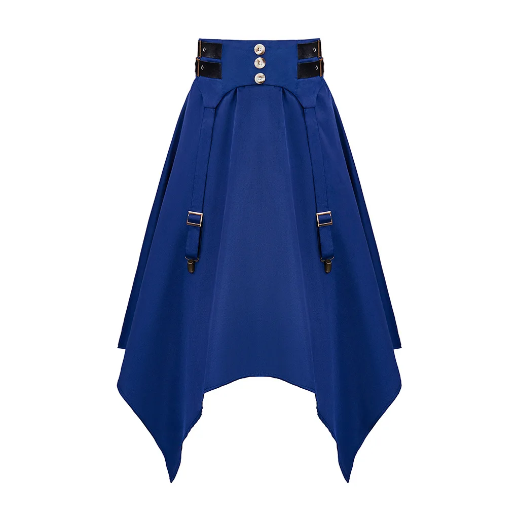 Women's Punk Skirt Victorian Vintage High-Waisted Stretch Midi A-Line Gothic Skirt