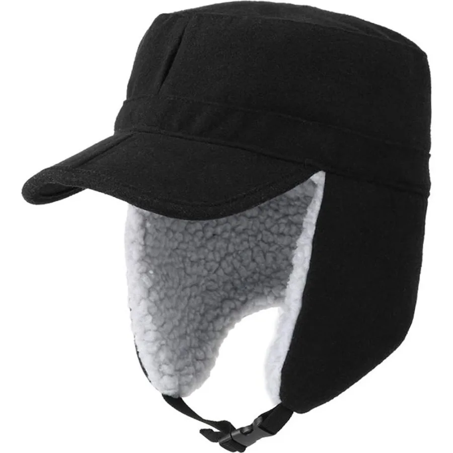 

Winter Windproof Ear Flap Hats Denim Baseball Cap Ushanka Trapper Hat MenandWomen Fashion Army Cap