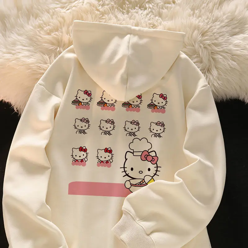 

Sanrio аниме милые толстовки с принтом женские мультфильм Hello Kitty Y2K корейские студенческие свободные толстовки модный милый кардиган одежда