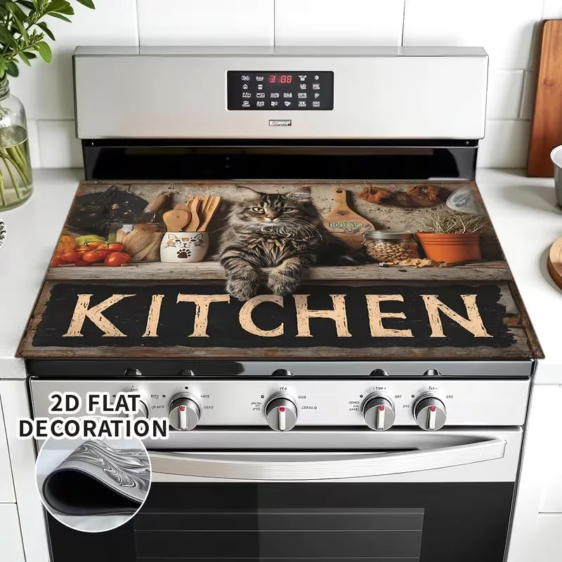 Funny Cat Chef Pattern Kitchen Counter Pad Absorbing Countertop Protection Pad Fast Drying Mat Dustproof Placemat Dish Mat